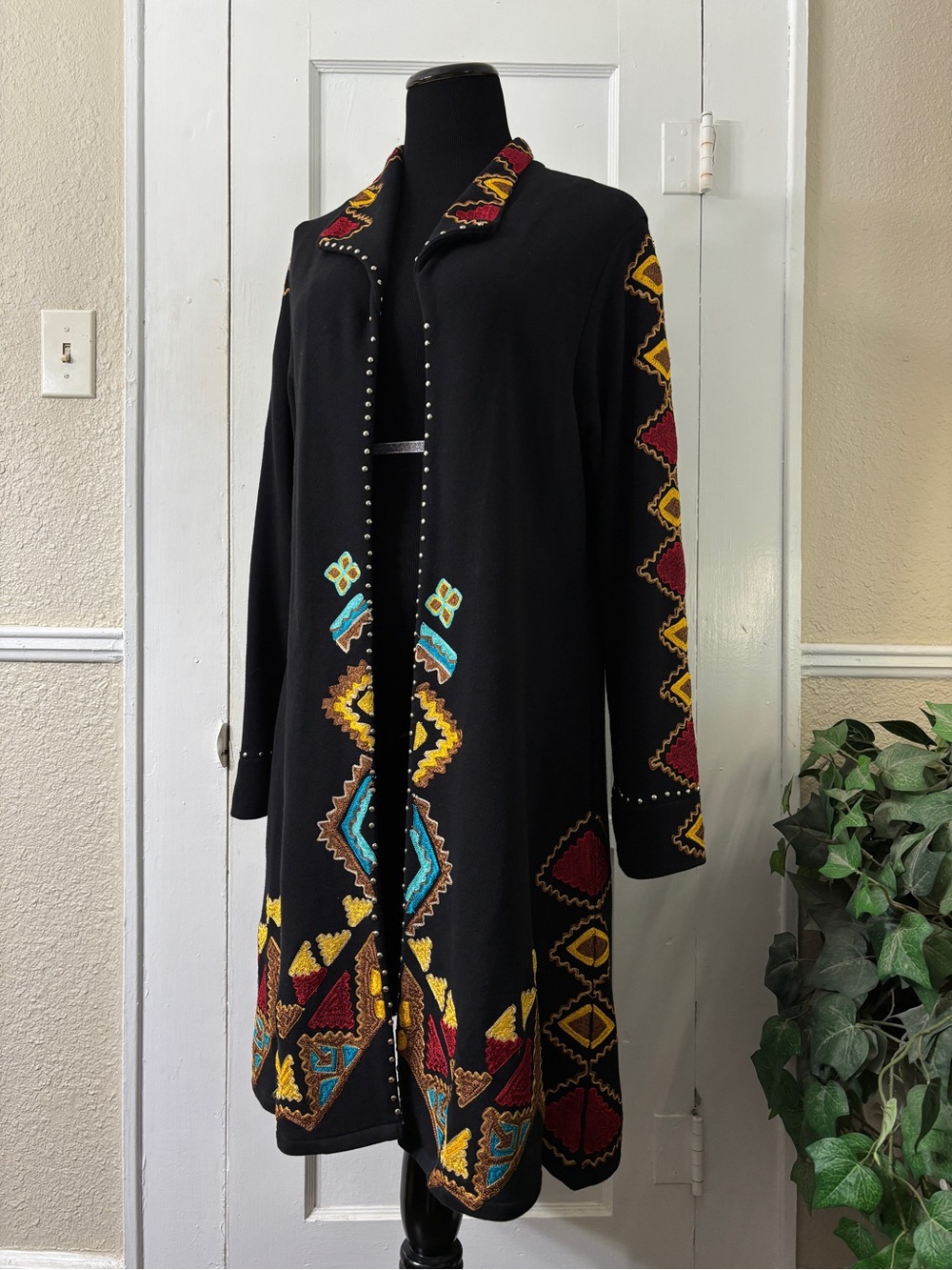 Vintage Collection Wildfire Embroidered Duster Sweater Cardigan - Picture 11 of 16